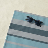 Cute French Bulldog Blue Striped ビーチタオル (インサイチュ)