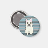 Cute French Bulldog Blue Striped マグネット (正面/裏面)