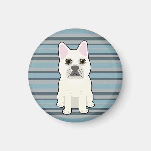 Cute French Bulldog Blue Striped マグネット (正面)