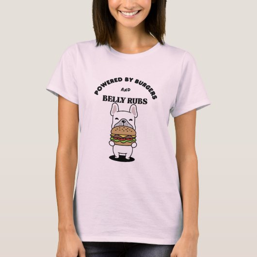 Cute French Bulldog Burger Lover Design Tシャツ (正面)