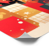 Cute French Bulldog by the Christmas Fireplace ポスター (角)