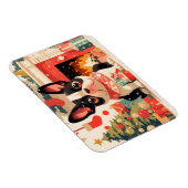 Cute French Bulldog by the Christmas Fireplace マグネット (右側)