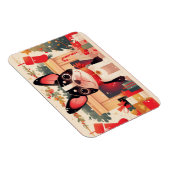 Cute French Bulldog by the Christmas Fireplace マグネット (右側)