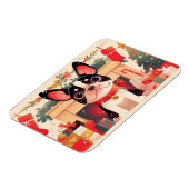 Cute French Bulldog by the Christmas Fireplace マグネット (左側)