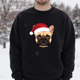 Cute French Bulldog Christmas Santa Hat スウェットシャツ