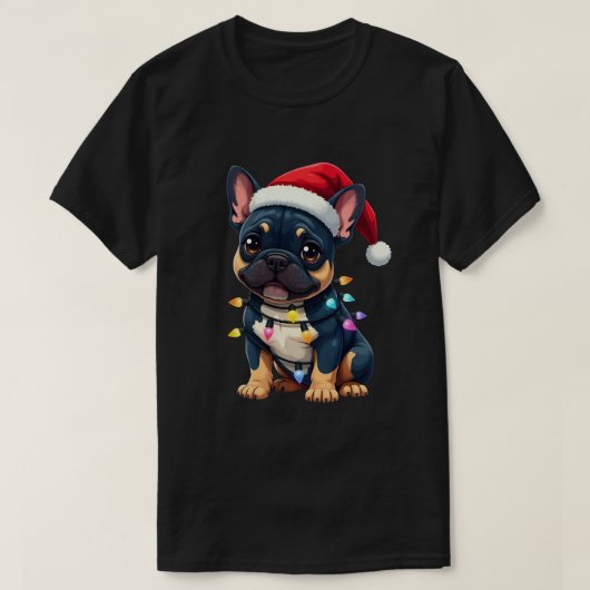 Cute French Bulldog Christmas Santa Pet Dog Lover  Tシャツ (デザイン正面)