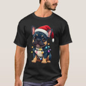 Cute French Bulldog Christmas Santa Pet Dog Lover  Tシャツ (正面)