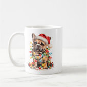 Cute French Bulldog Christmas Tree Santa Xmas Ligh コーヒーマグカップ (左)