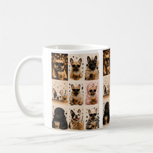 Cute French Bulldog Coffee Collection – Aesthetic  コーヒーマグカップ (左)