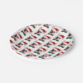 Cute French Bulldog Dog Christmas Pattern ペーパープレート (アングル)