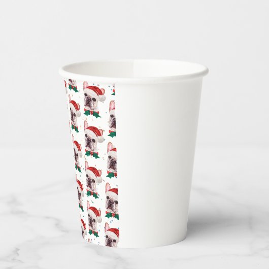 Cute French Bulldog Dog Christmas Pattern 紙コップ (左)