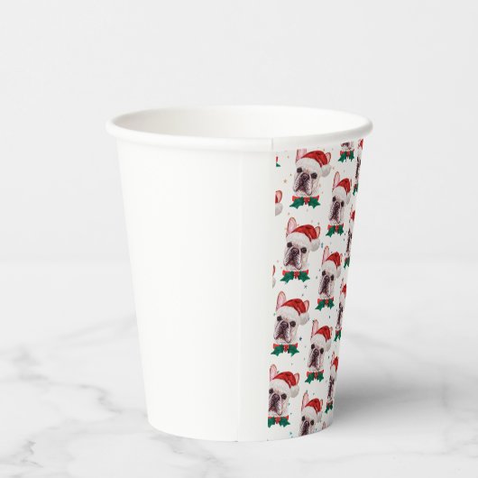 Cute French Bulldog Dog Christmas Pattern 紙コップ (右)