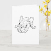 Cute French Bulldog Greeting Card カード (黄色い花)