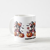 Cute French Bulldog Halloween Candy Witch コーヒーマグカップ (正面左)