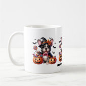 Cute French Bulldog Halloween Candy Witch コーヒーマグカップ (左)