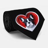 Cute French Bulldog Heart Frenchie Dad Dog Lover ネクタイ (ロール)