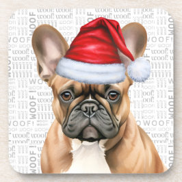 Cute French Bulldog in a Santa Hat Holiday コースター