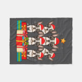 Cute French Bulldog Le Frenchie Christmas Tree Xma フリースブランケット (正面(横))