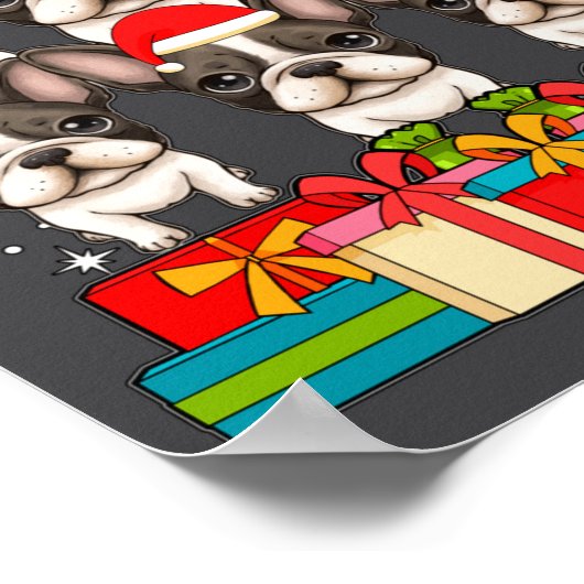 Cute French Bulldog Le Frenchie Christmas Tree Xma ポスター (角)