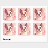 Cute French Bulldog Love Sticker スクエアシール (シート)