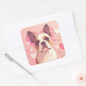 Cute French Bulldog Love Sticker スクエアシール (封筒)