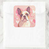 Cute French Bulldog Love Sticker スクエアシール (バッグ)