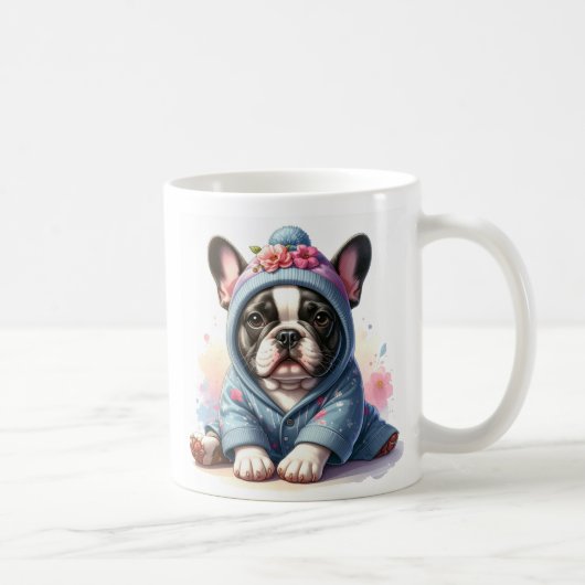Cute French Bulldog Puppy Mug コーヒーマグカップ (右)