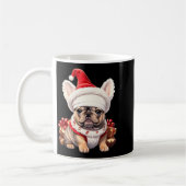 Cute French Bulldog Santa Hat Merry Christmas T Sh コーヒーマグカップ (左)