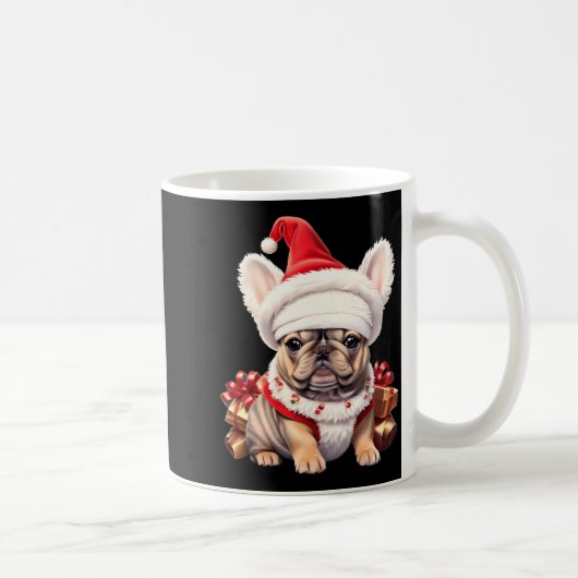 Cute French Bulldog Santa Hat Merry Christmas T Sh コーヒーマグカップ (右)