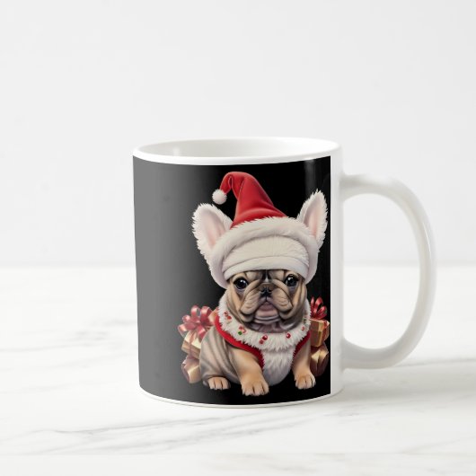 Cute French Bulldog Santa Hat Merry Christmas T Sh コーヒーマグカップ (右)
