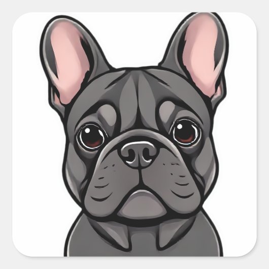 Cute French Bulldog Sticker | Adorable Frenchie Lo スクエアシール (正面)