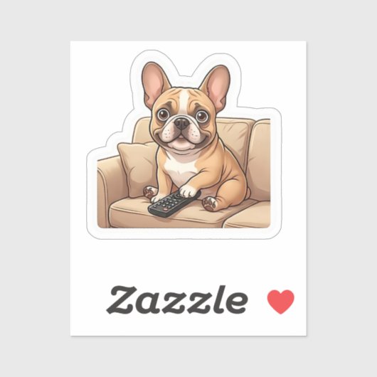 Cute French Bulldog Watching TV Cartoon シール (シート)