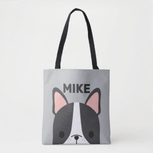Cute French Bulldog with Personalized Name トートバッグ