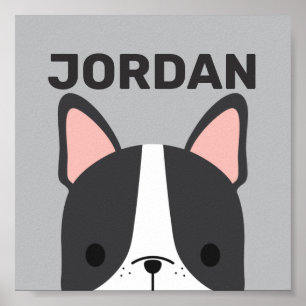 Cute French Bulldog with Personalized Name Poster ポスター