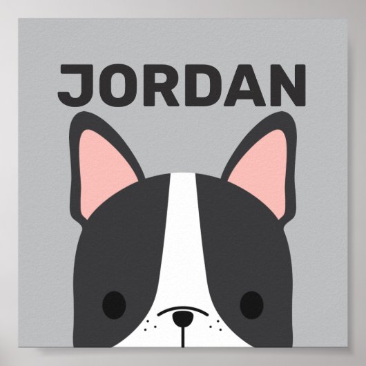 Cute French Bulldog with Personalized Name Poster ポスター (正面)