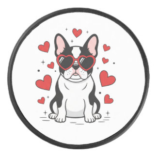 Cute Frenchie in Love Heart Sunglasses Illustratio アイスホッケーパック