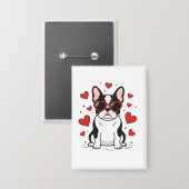 Cute Frenchie in Love Heart Sunglasses Illustratio 缶バッジ (正面/裏面)