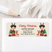 Cute Frida Kahlo Merry Christmas Return Address ラベル (インサイチュ)