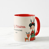 Cute Frida Kahlo Retro Merry Christmas Name マグカップ (正面右)