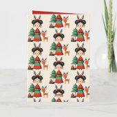 Cute Frida Kahlo Retro Minimalist Merry Christmas カード (裏面)
