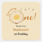 Cute Fried Egg 1st Birthday スクエアシール (正面)