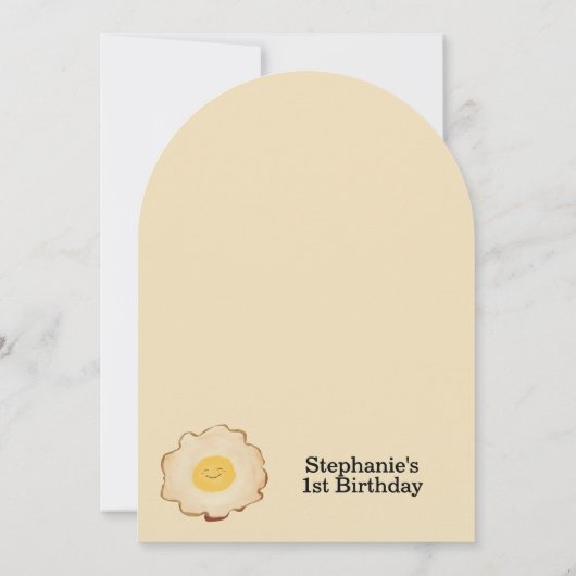 Cute Fried Egg 1st Birthday 招待状 (裏面)