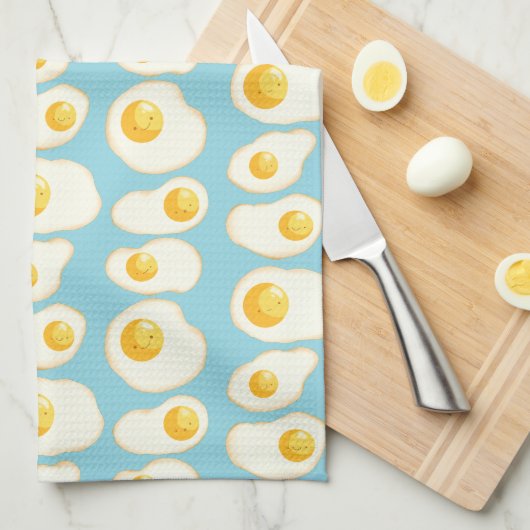 Cute Fried eggs キッチンタオル (四つ折り)