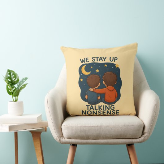 Cute Friendship Night Sky Throw Pillow クッション (椅子)
