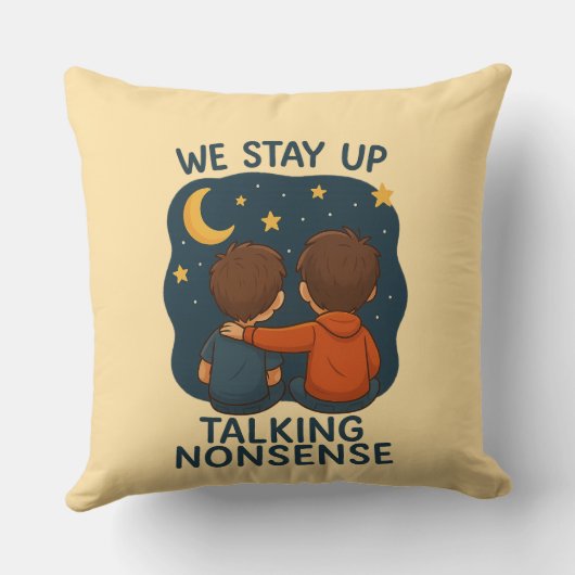 Cute Friendship Night Sky Throw Pillow クッション (裏面)