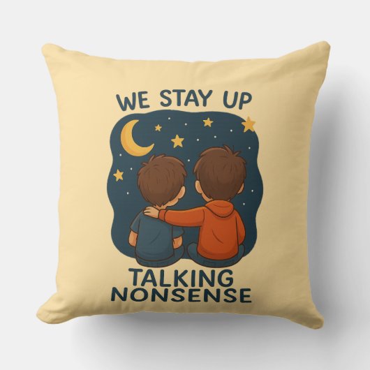 Cute Friendship Night Sky Throw Pillow クッション (正面)