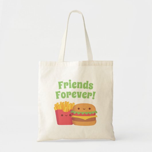 Cute Fries and Burger, Friends Forever tote bag トートバッグ (正面)