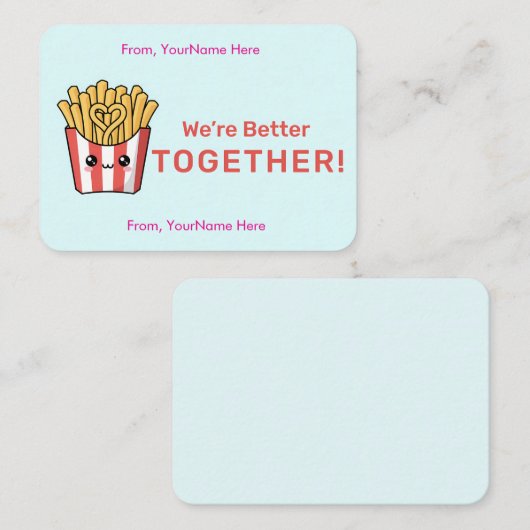 Cute Fries Classroom Valentine Flat Note Card ノートカード (正面/裏面)