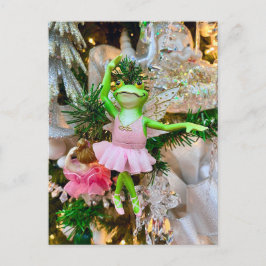 Cute Frog Ballerina Christmas Tree Postcard ポストカード