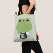 Cute Frog Barista トートバッグ (クローズアップ)
